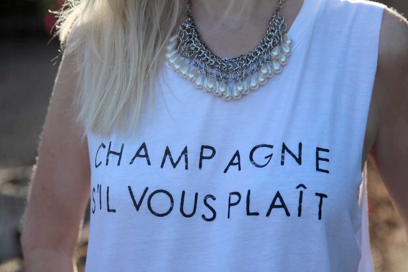 currently crushing, champagne sil vous plait t shirt, j crew distressed boyfriend jeans