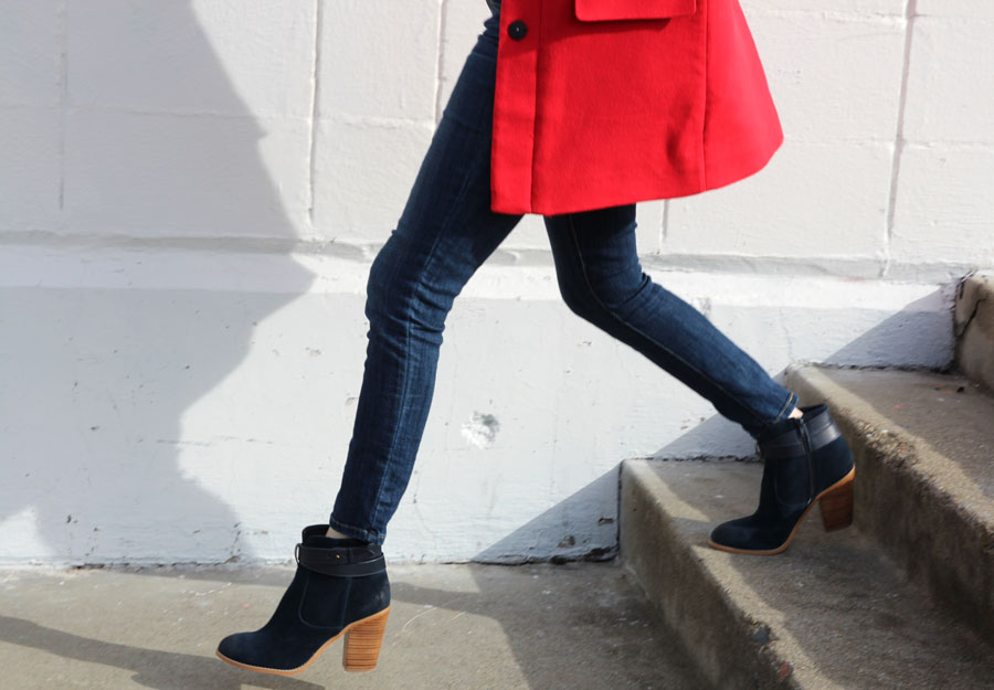 currently crushing, sole society booties, mossimo jeans, target, eyelash tee shirt, zara red coat, vintage sunglasses
