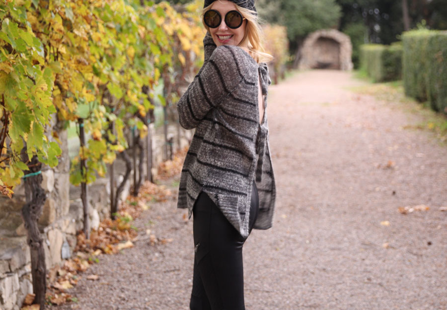 currently crushing, pam and gela tie back sweater, express moto leggings, sperry saltwater misty boots, tuscany travel, sunday somewhere sunglasses