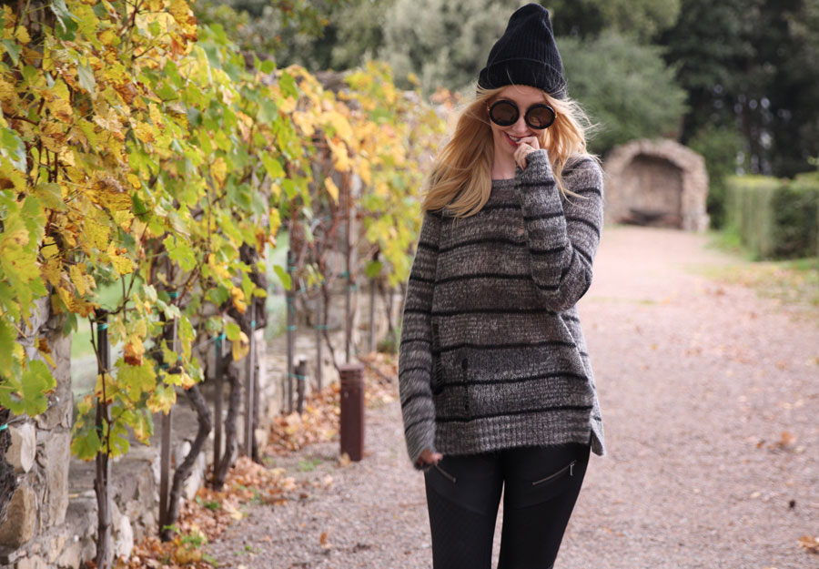 currently crushing, pam and gela tie back sweater, express moto leggings, sperry saltwater misty boots, tuscany travel, sunday somewhere sunglasses