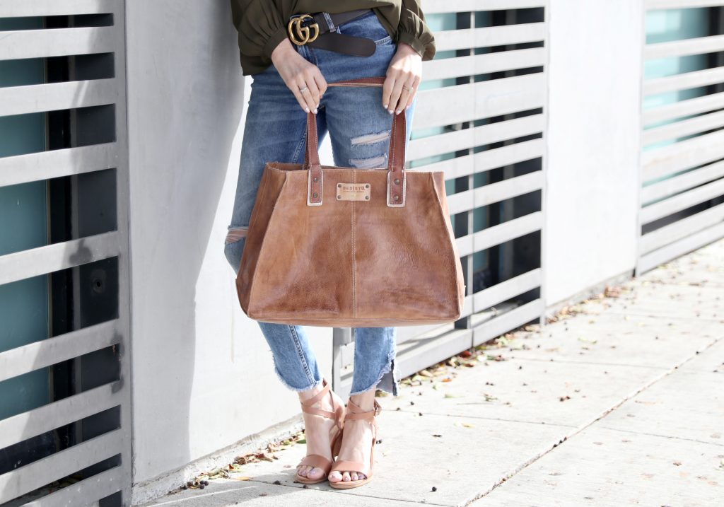 currently crushing, foster grant sunglasses, tobi cold shoulder blouse, nashelle jewelry earrings, zara distressed denim, gucci belt, windsor smith heels, bed stu leather tote