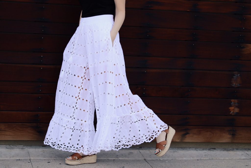 free people eyelet pants, currently crushing, sole society espadrilles, free people wide legged pants